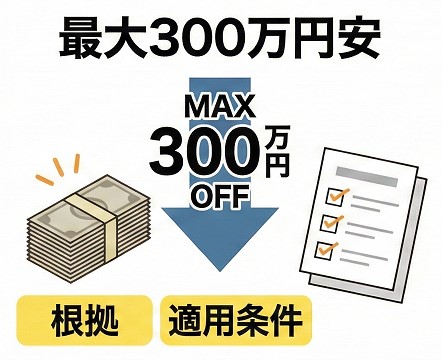 最大300万円安くなる根拠と適用条件