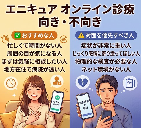 エニキュアのオンライン診療の向き・不向き