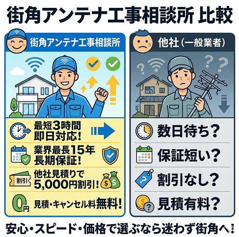街角アンテナ工事相談所と比較すべき業者